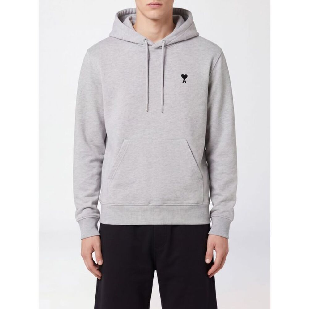 Ami Paris Men Ami Paris Cotton Hoodie With Contrasting Embroidered Logo